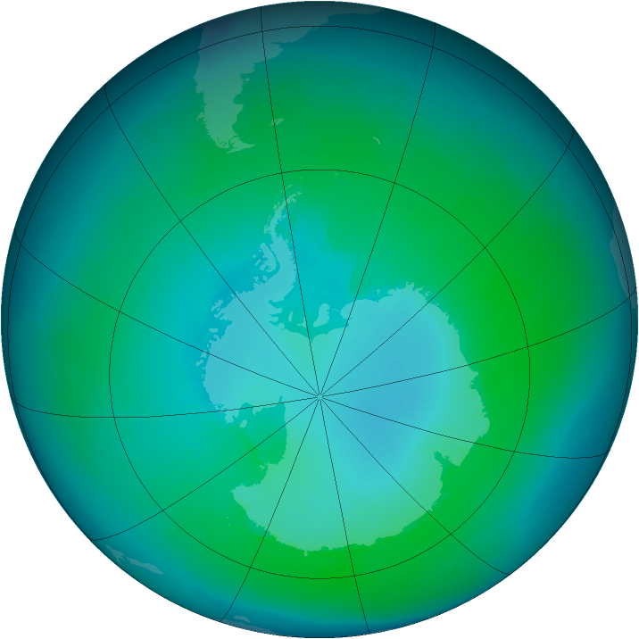 Antarctic ozone map for February 1997